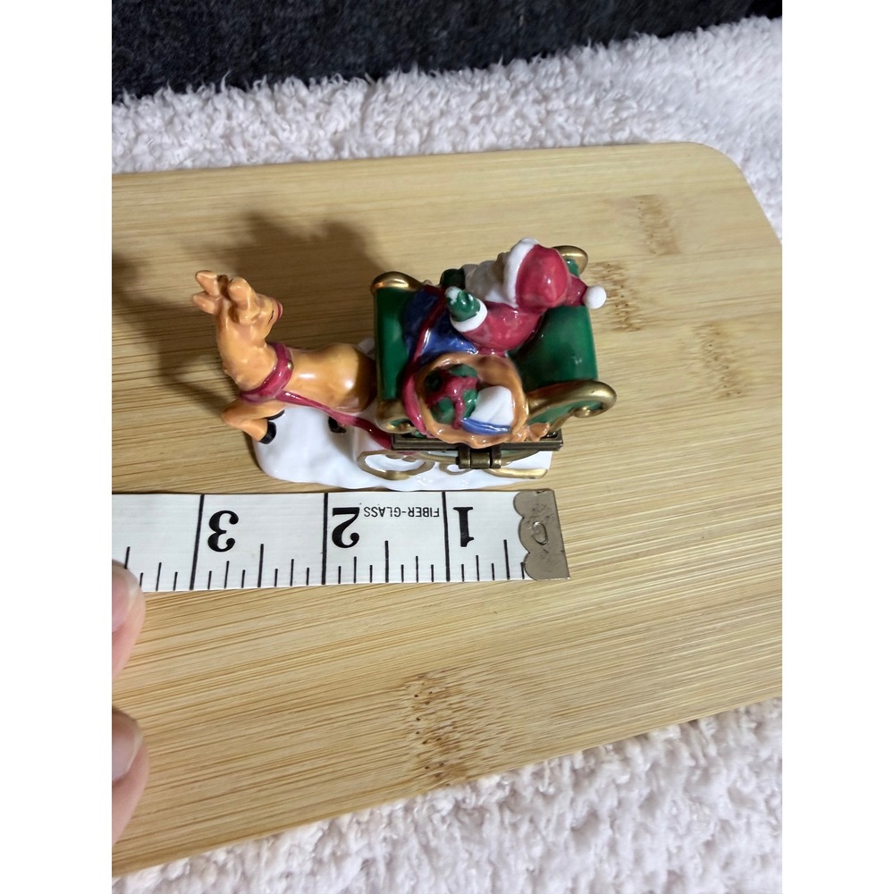Midwest of Cannon Falls Santa Sleigh Reindeer Porcelain Hinged Trinket Box Bear - Picture 8 of 9